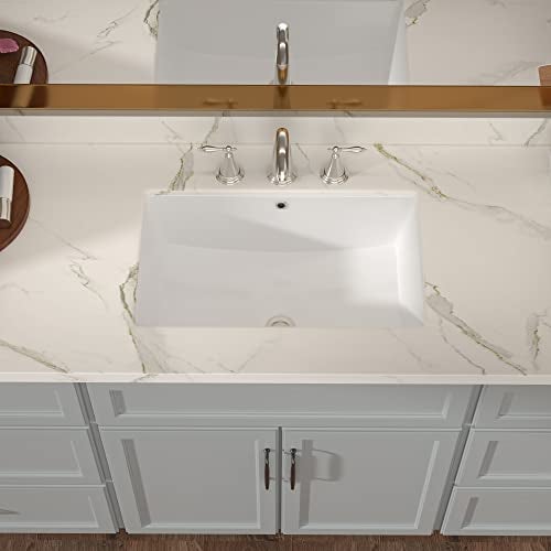 Lordear Undermount Bathroom Sink 21x13 Inch Bathroom Vanity Sinks Undermount Rectangle White Porcelain Ceramic Bathroom Under Counter Lavatory Basin with Overflow - Image 3