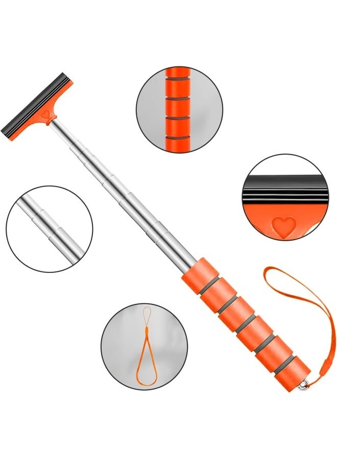 2 Pcs Car Rearview Mirror Wiper, Retractable Auto Glass Squeegee, Water Cleaner with Telescopic Long Rod, Portable Cleaning Tool for All Vehicles, Universal Automotive Accessories (Orange&Green) - Image 2