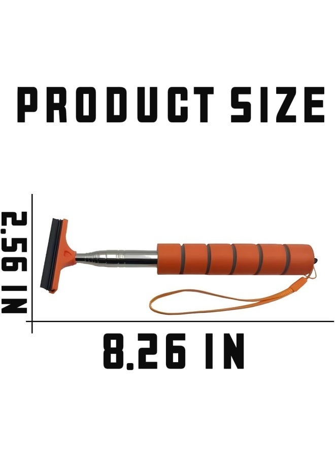 2 Pcs Car Rearview Mirror Wiper, Retractable Auto Glass Squeegee, Water Cleaner with Telescopic Long Rod, Portable Cleaning Tool for All Vehicles, Universal Automotive Accessories (Orange&Green) - Image 3