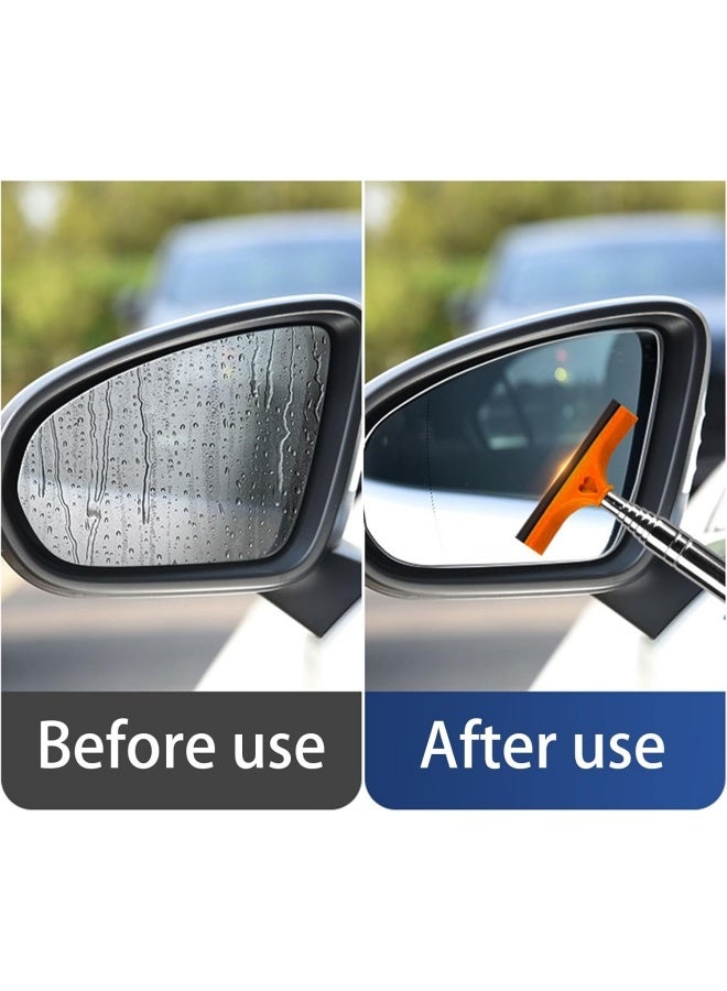 2 Pcs Car Rearview Mirror Wiper, Retractable Auto Glass Squeegee, Water Cleaner with Telescopic Long Rod, Portable Cleaning Tool for All Vehicles, Universal Automotive Accessories (Orange&Green) - Image 5