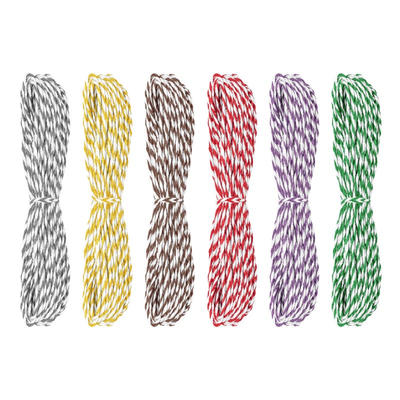 Mayplous 6 Rolls White Assorted Color Cotton Twine 2mm Thick 2 Ply Twisted 10m Each Decorative Twine for Scrapbooking Journaling Card Making Gift Wrapping Packaging DIY Crafts Sara - Image 2