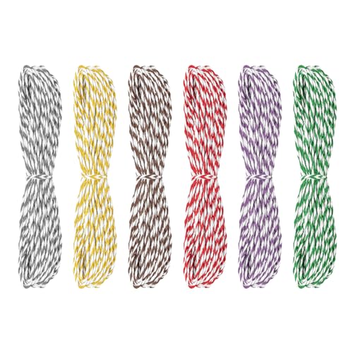 Mayplous 6 Rolls White Assorted Color Cotton Twine 2mm Thick 2 Ply Twisted 10m Each Decorative Twine for Scrapbooking Journaling Card Making Gift Wrapping Packaging DIY Crafts Sara - Image 1