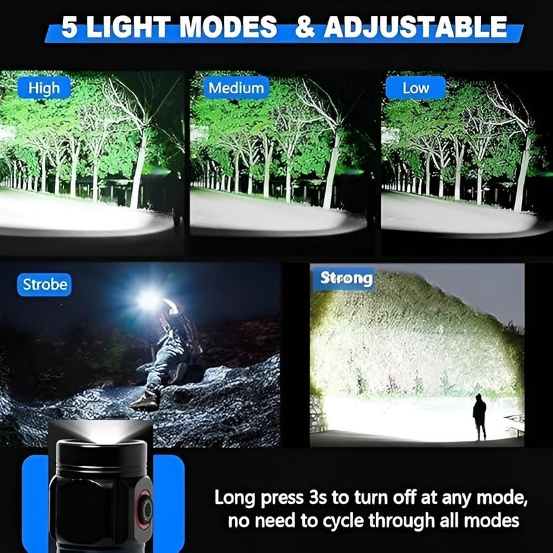 Cloudzy Torch Light Lantern High Power Long Distance Rechargeable Flashlight Handheld Spotlight for Camping Hiking Waterproof Emergency Outdoor Lights Bright Adjustable Focus Style 2 Pack of 1 - Image 3
