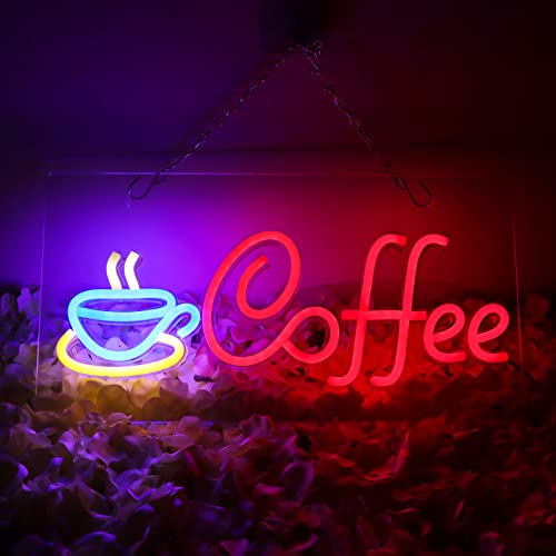 JFLLamp Coffee Neon Signs for Wall Decor Led Lights for Coffee Bar Led Sign Room Decor Aesthetic Suitable for Living Room Bistro Cafe Shop Man Cave Party Christmas Halloween 5V Usb Power - Image 1