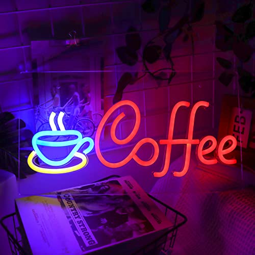 JFLLamp Coffee Neon Signs for Wall Decor Led Lights for Coffee Bar Led Sign Room Decor Aesthetic Suitable for Living Room Bistro Cafe Shop Man Cave Party Christmas Halloween 5V Usb Power - Image 3