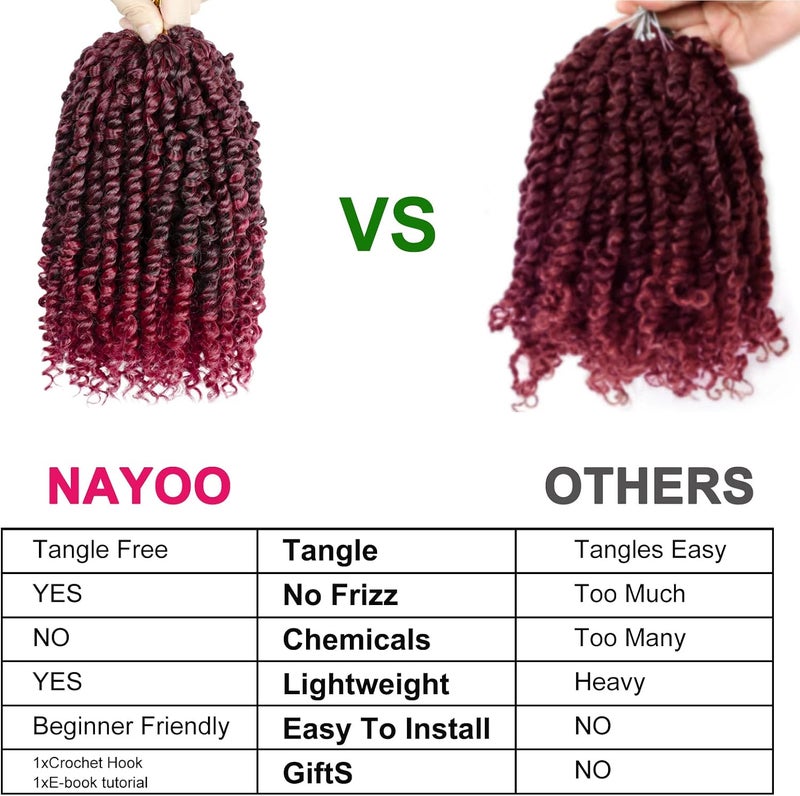 NAYOO Passion Twist Hair - 8 Packs 6 Inch Passion Twist Crochet Hair For Black Women, Crochet Pretwisted Curly Hair Passion Twists Synthetic Braiding Hair Extensions(6 Inch 8 Packs, TBUG) - Image 5