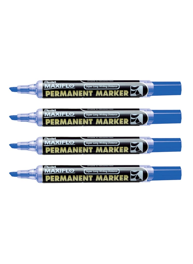 Pentel 4-Piece Permanent Marker Chisel Tip Blue Ink - Image 1