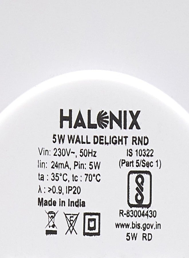 Halonix Ram 5W Round Glow Wall De-Light Spiritual Slim Ram downlighter | CCT-6500K Cool Day Light |Easy Push fit Installation | Ceiling and Wall downlighter | Gate Light | tample Light | Pack 1 - Image 2