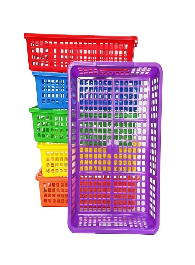 RAUVOLFIA 6 Pack Plastic Turn in Paper Trays for Classroom, Colorful Storage Bin Basket Organizers for School Supplies, Classroom Organization and Storage Tray Holds 4A Paper - Image 1
