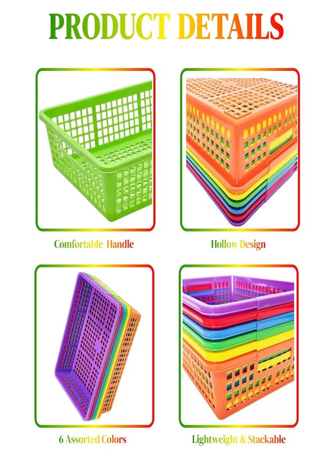 RAUVOLFIA 6 Pack Plastic Turn in Paper Trays for Classroom, Colorful Storage Bin Basket Organizers for School Supplies, Classroom Organization and Storage Tray Holds 4A Paper - Image 4