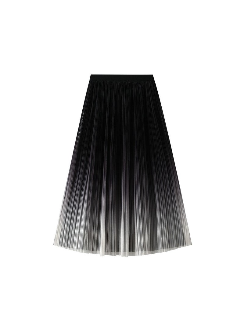 Loquat Women's Gradient Pleated Half Length Skirt Black  - Image 1