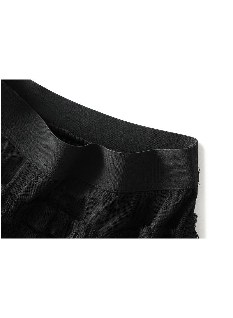 Loquat Women's Gradient Pleated Half Length Skirt Black  - Image 2