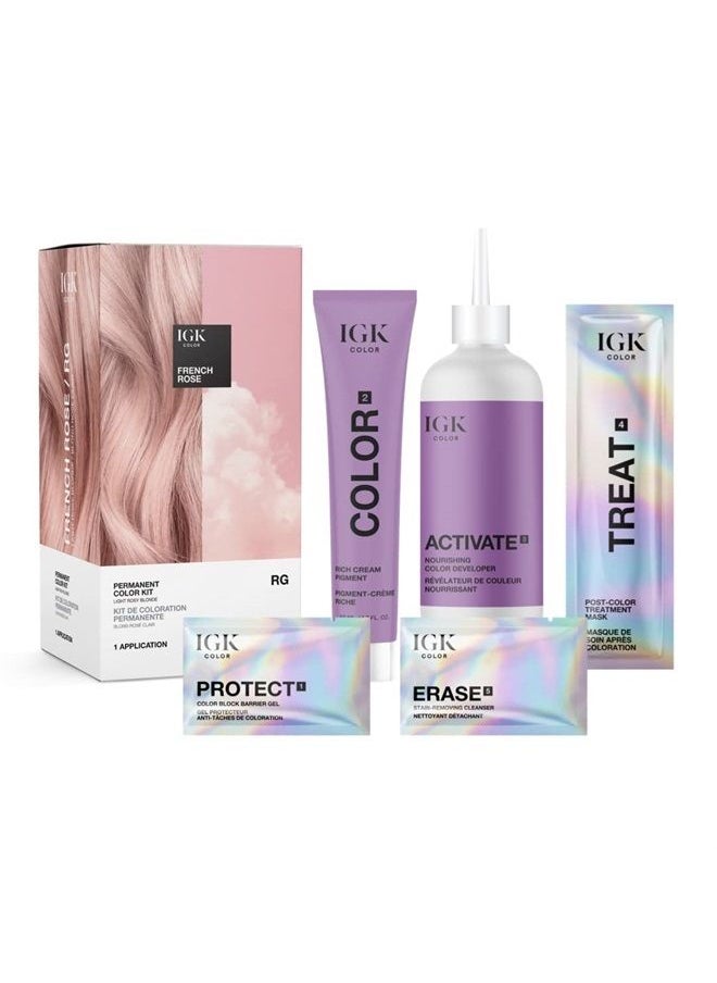 iGK Permanent Color Kit FRENCH ROSE - Light Rosy Blonde RG | Easy Application + Strengthen + Shine | Vegan + Cruelty Free + Ammonia Free | 4.75 Oz  - Image 1