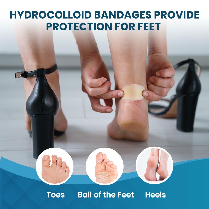 Kimihome Gel Blister Bandages - 21 PCS Hydrocolloid Bandages for Feet, Blister Cushions Pads for Prevention Recovery, Water Resistant Adhesive Bandages for Heel, Toes, Daily & Travel Essentials (Variety Pack) - Image 3