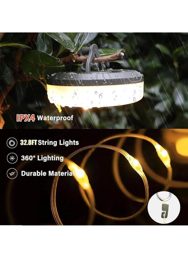 Generic 2-in-1 Camping Lamp with 33 FT Decorative Fairy String Light, 4.3 Inch Rechargeable 2000 Mah Camping Lantern Tent Light for Hiking, Camping and Garden Décor (White)  - Image 5