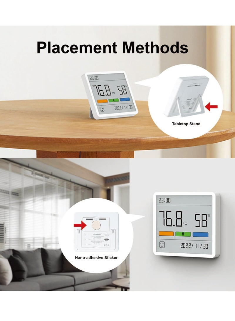 Digital Thermometer Hygrometer Indoor Thermometer Room Temperature Gauge Humidity Monitor with Large Digital Date Clock for Home Office Greenhouse Warehouse - Image 3
