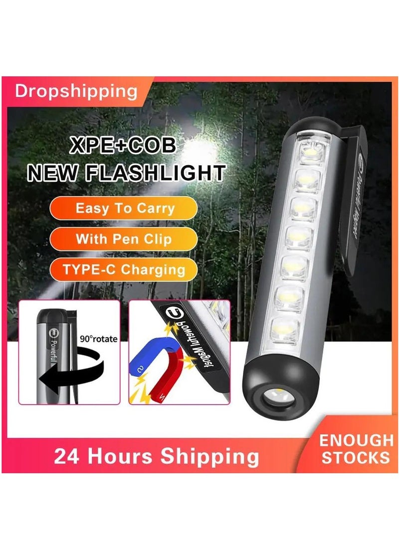 Generic - Rechargeable Magnetic Flashlight, Mini LED Flashlight with USB-C Charger, Water Resistant - Image 1