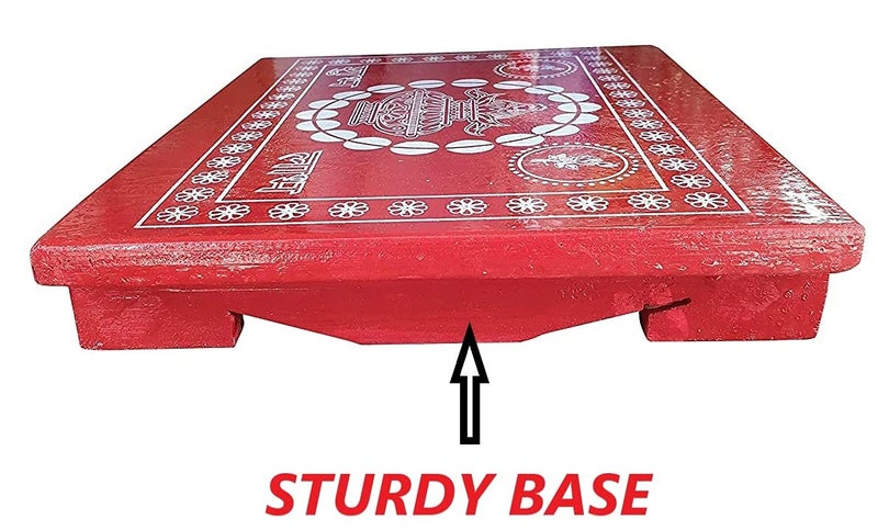 PGen Size12x18 Inch Small Painted Ganpati Puja Chowki Path Patla Chaurang Bajot Plywood Pooja Chowki 12x18 Small - Image 5