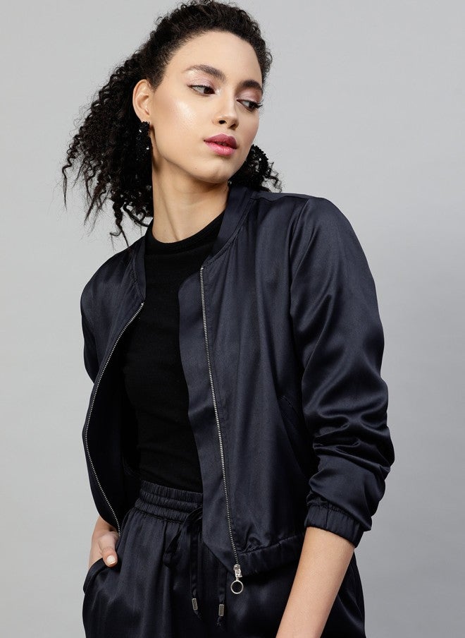 STREET 9 Navy Blue Lightweight Sporty Jacket for Women - Image 1