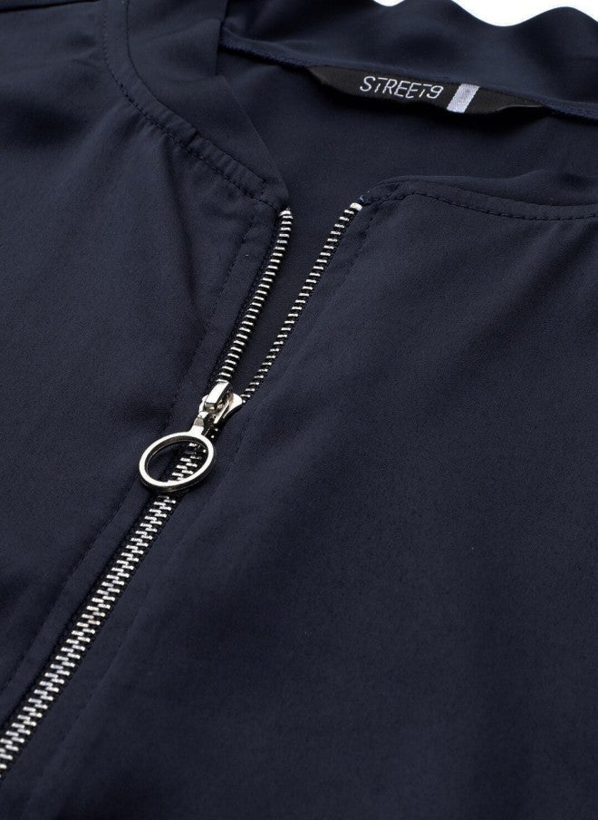 STREET 9 Navy Blue Lightweight Sporty Jacket for Women - Image 2