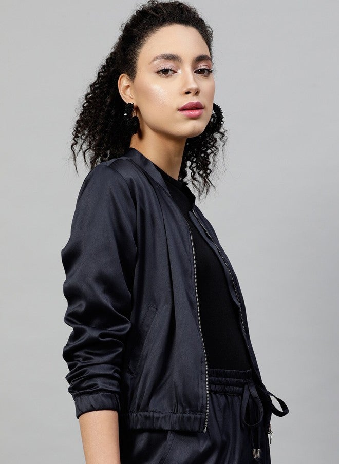 STREET 9 Navy Blue Lightweight Sporty Jacket for Women - Image 3