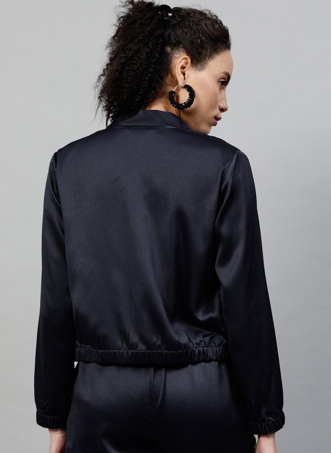 STREET 9 Navy Blue Lightweight Sporty Jacket for Women - Image 4
