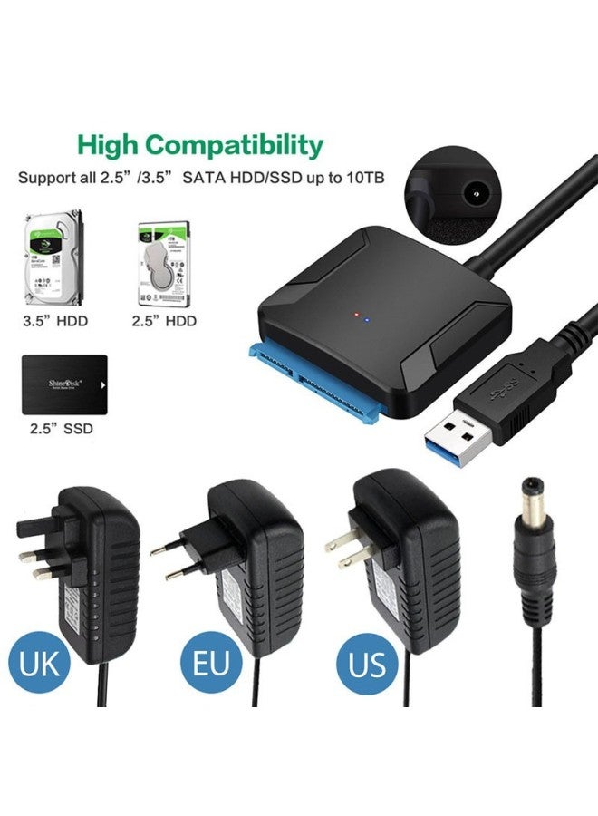 Easy Drive Cable Usb3.0 2.5/3.5 Inch Mechanical SSD Hard Disk Universal Adapter Cable External Reading SAT-Color:USB3.0 To SATA Single Line + European Standard Power Supply  - Image 3