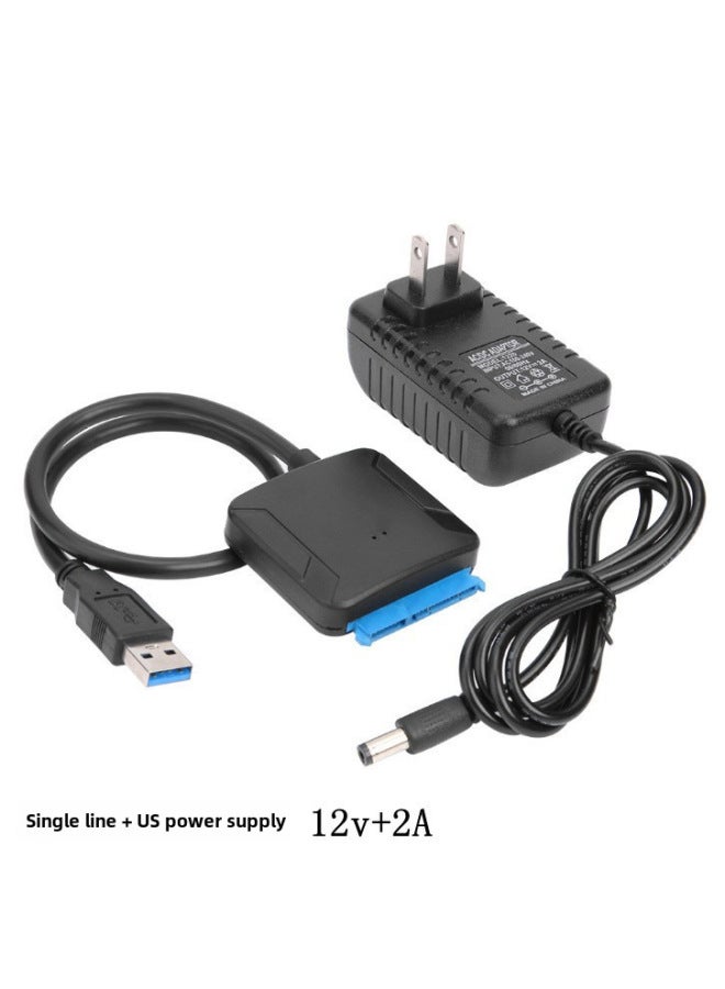 Easy Drive Cable Usb3.0 2.5/3.5 Inch Mechanical SSD Hard Disk Universal Adapter Cable External Reading SAT-Color:USB3.0 To SATA Single Line + European Standard Power Supply  - Image 1