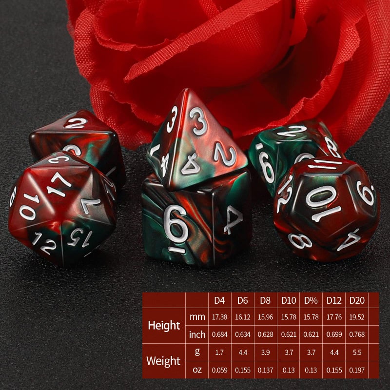 QMAY DND Dice Set - Polyhedral Dice (Red Mix Green) 7 Pcs for Dungeon and Dragons D&D RPG Role Playing Games Dice with Dice Bag - Image 2