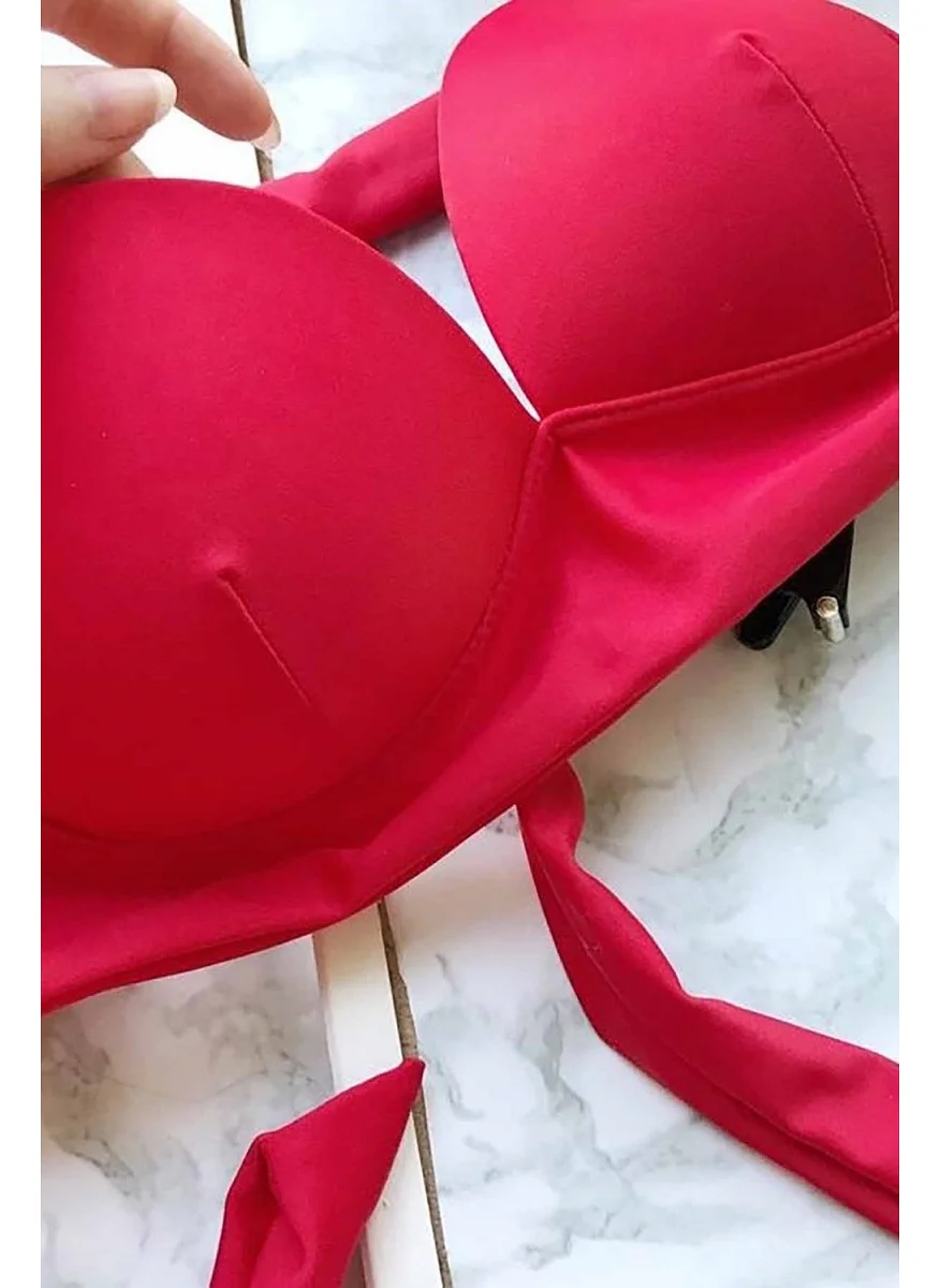 انجلسين Red High Waist Bikini Bottom