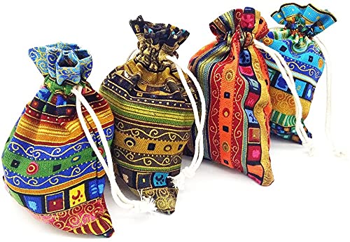 GALAOMA 24pc Egyptian Style Jewelry Coin Pouch Print Drawstring Gift Bag Cotton Sachet Candy Travel Purse Ethnic Reusable Grocery for Party Favors Wedding Holiday - Image 2