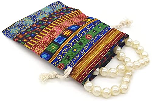 GALAOMA 24pc Egyptian Style Jewelry Coin Pouch Print Drawstring Gift Bag Cotton Sachet Candy Travel Purse Ethnic Reusable Grocery for Party Favors Wedding Holiday - Image 5