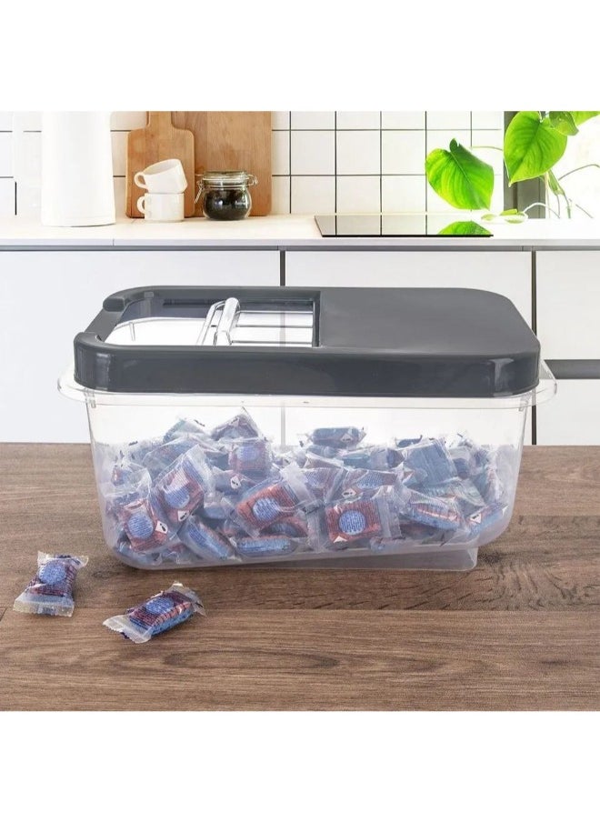 Dunya Plastik Dunia BlackGrain/Cereal Container 10L with Slide Lid - Storage Solution - BPA-Free (L=34.5cm W=19cm H=23.5cm)  - Image 1