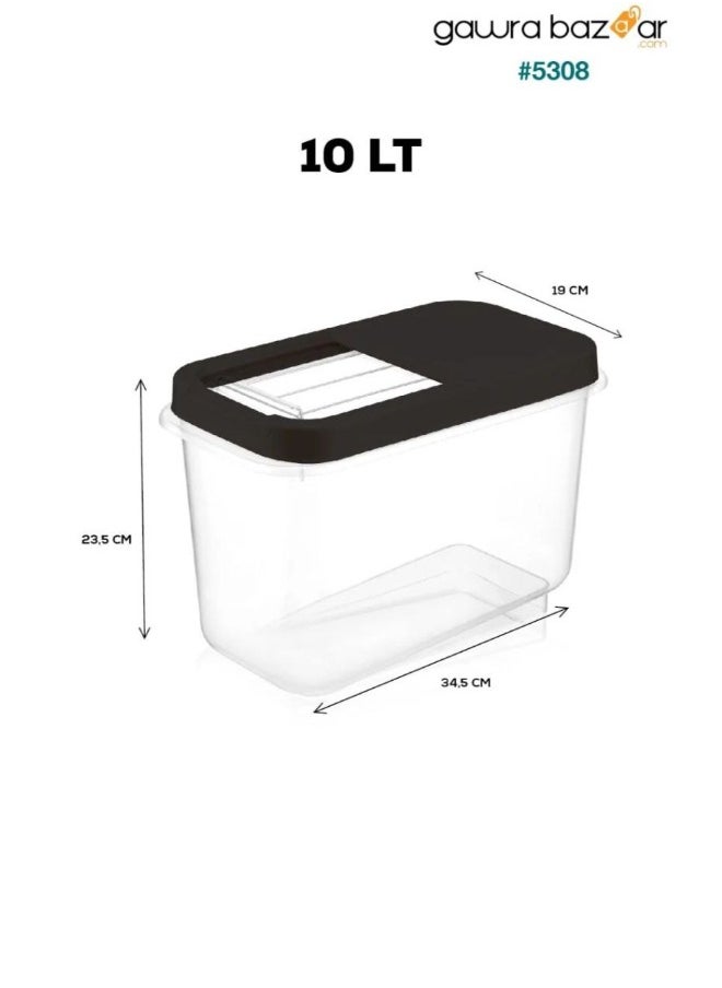 Dunya Plastik Dunia BlackGrain/Cereal Container 10L with Slide Lid - Storage Solution - BPA-Free (L=34.5cm W=19cm H=23.5cm)  - Image 2