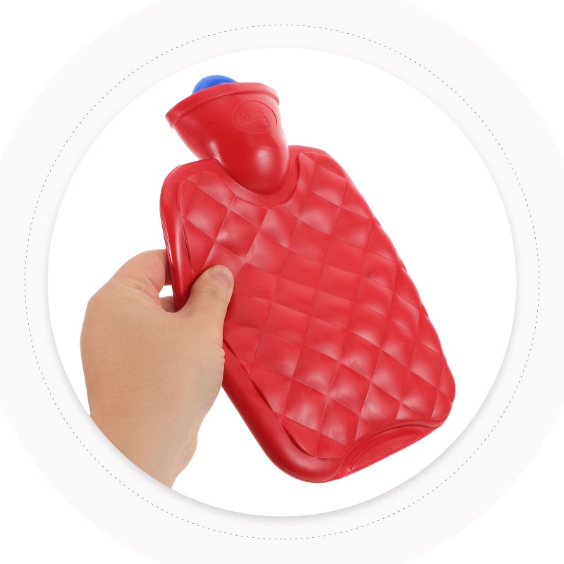 Cute Hot Water Bottle for Women: 800ml Portable Water Injection Heating Bag - Red Refillable Hand Warmer - Reusable Soft Warm Pouch for Winter - Image 2