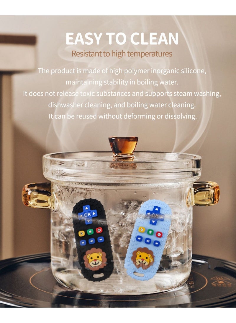 insular Lion Remote Control Teether, Food-Grade Silicone Baby Teething Toy with Textured Buttons for Gum Massage, BPA-Free Chew Toy for 6+ Months, Teething Relief & Finger Sucking Stopper (Black) - Image 5