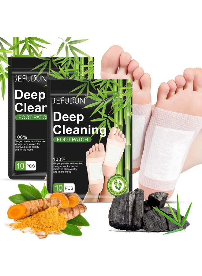 Tudiqe 20PCS Foot Pads, Natural Bamboo Vinegar Ginger Powder Foot Pads, Easy to Use and Feel Better, Ginder Foot Pads for Relaxation, Relieve Stress, Remove Dampness, Pain Relief - Image 1