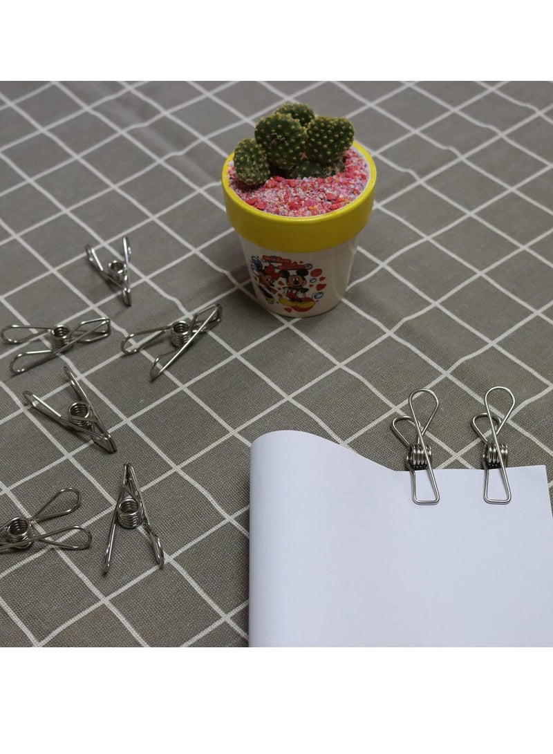 Zikra Clothes Pins Clothes Pegs Stainless Steel Laundry Pins Clips Cloth Washing Metal Clip Silver Strong Elasticity Windproof Wire Clip Pegs Against Rust for Laundry Hanging Blanket Towel 100Pcs - Image 3