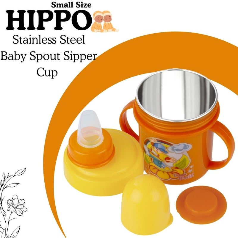 Nabhya كوب شرب للأطفال من نابيها هيبو مصنوع من الفولاذ المقاوم للصدأ بسعة 250 مل (برتقالي - 250 مل) - Image 5