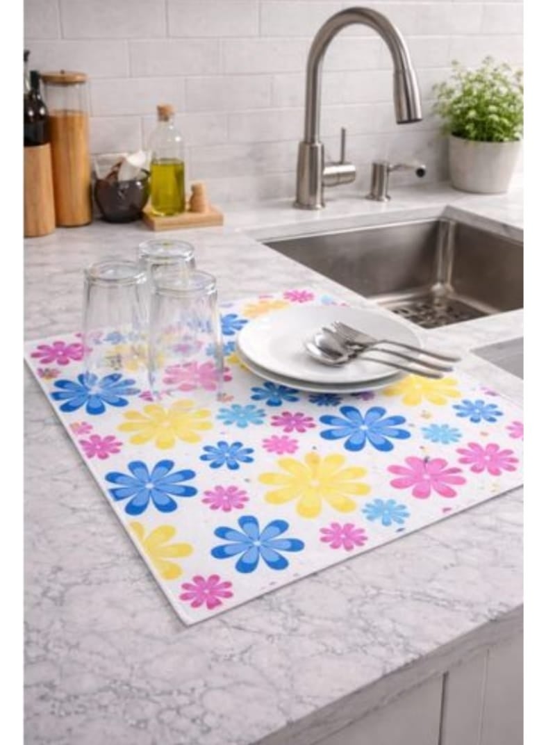 1 Pc Dish Drying Mat, Absorbent Microfiber Dish Drying Mat for Kitchen, Washable and Machine able - Image 3