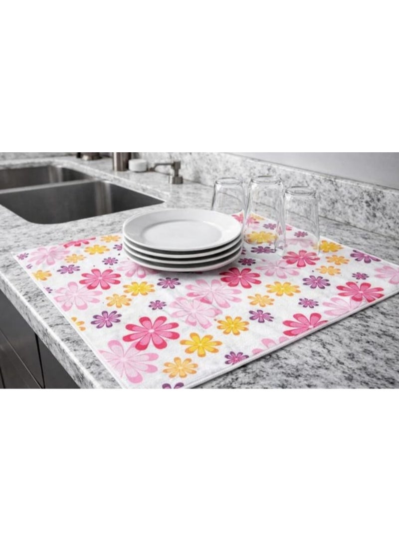 1 Pc Dish Drying Mat, Absorbent Microfiber Dish Drying Mat for Kitchen, Washable and Machine able - Image 2
