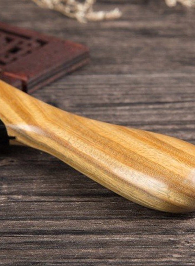 Myhsmooth Gb-yb-mt Wide Tooth Handmade No Static Black Buffalo Horn Comb with Green Sandalwood Handle (Rounded) - Image 3