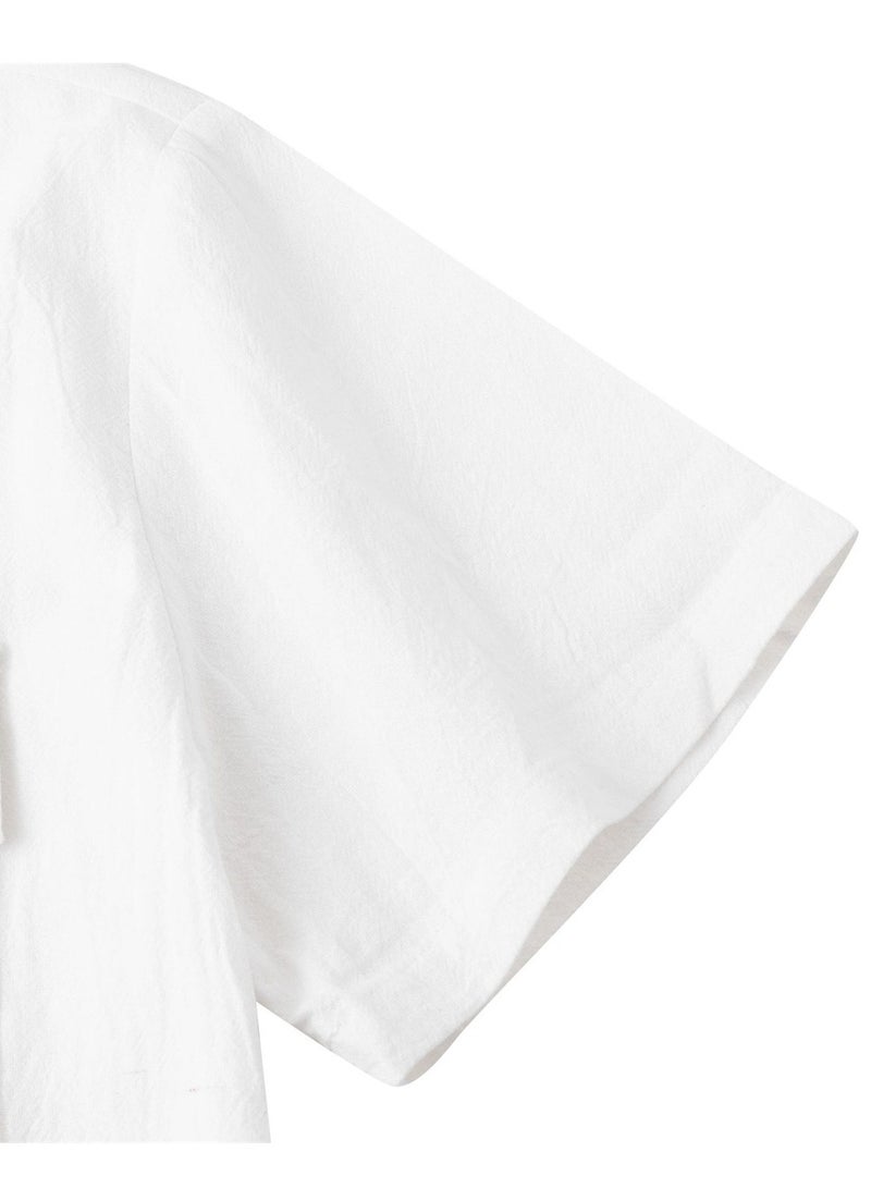 Summer new men's short-sleeved shirts men's casual shirts solid color half-sleeved tops  - Image 3