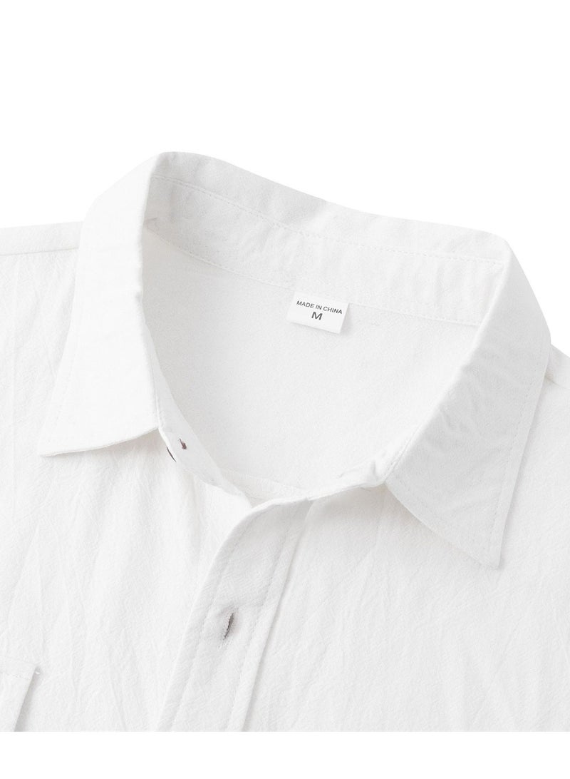 Summer new men's short-sleeved shirts men's casual shirts solid color half-sleeved tops  - Image 5