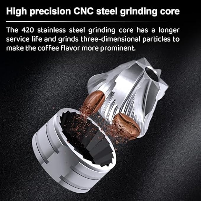 Coocake Manual Coffee Grinder With Conical Burr Hand Coffee Grinder With Adjustable Setting Capacity 30G Stainless Steel Coffee Bean Grinder For Espresso To French Press - Image 2