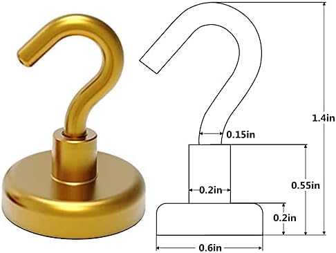 PRITASHA Heavy Duty Earth Magnets with Hook for Refrigerator Extra Strong Cruise Hook for Hanging Magnetic Hanger for Curtain Grill Pack of 6 Yellow Golden - Image 2