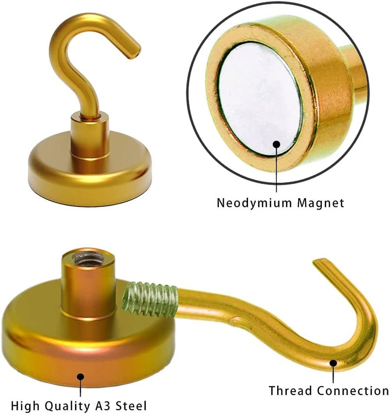 PRITASHA Heavy Duty Earth Magnets with Hook for Refrigerator Extra Strong Cruise Hook for Hanging Magnetic Hanger for Curtain Grill Pack of 6 Yellow Golden - Image 4