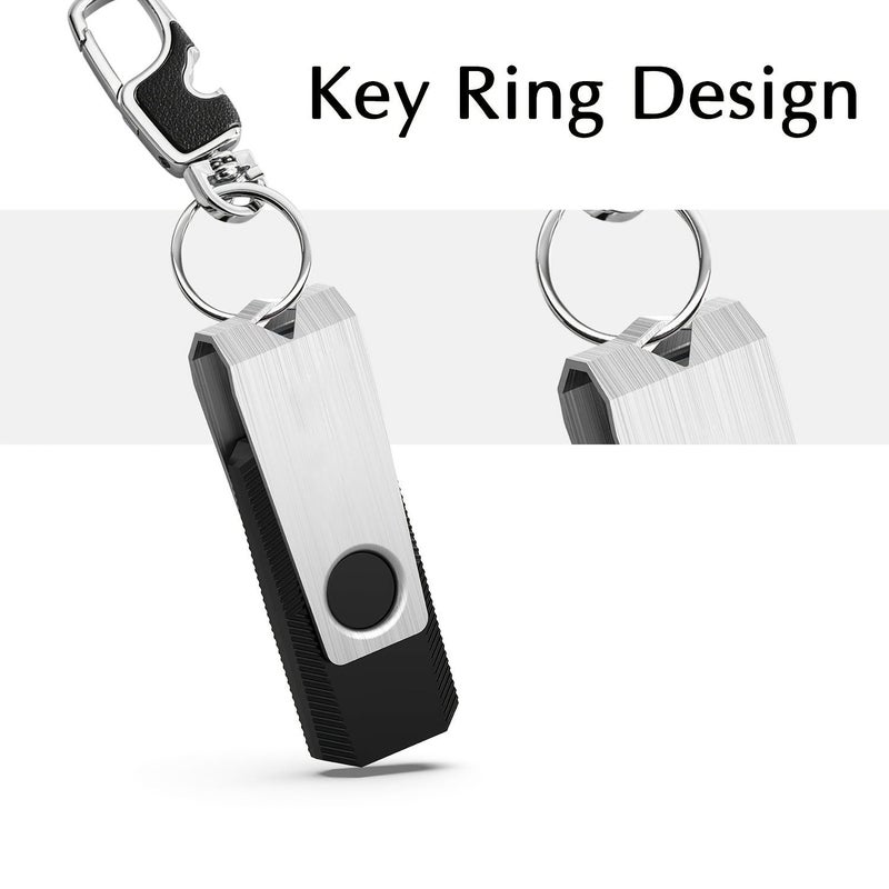 2 Pack 360 Degree Rotating Metal USB 2.0 Flash Drive 64GB Black Thumb Drive Pen Drive - Image 3