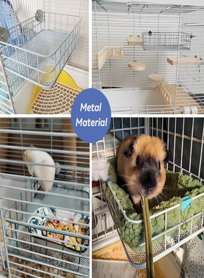 JSLZF Rat Bed, Cage Platform Accessories, Metal Ferret Hammock with Mat, Chew Proof Hanging Squirrel Ledge, Small Animal Habitat for Hamster, Sugar Glider, Blue - Image 3
