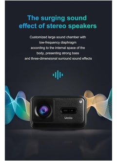 Umiio Umiio 4K WiFi6 Bluetooth Projector Home Theater Video Projector, Focus By Remote Control, Keystone Smart Projector Compatible with Android, iOS,PC,1200ANSI, 50"-150" Screen Projection (Black)  - Image 3